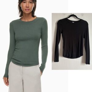 Aritzia Wilfred Free Sz M Go To Long Sleeves Basic Black Tee Shirt